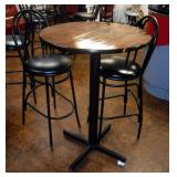 High Top Bistro Table 42.5"H x 30"W With Tall Metal Bistro Chairs Qty. 2
