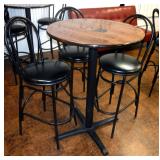 High Top Bistro Table 42.5"H x 30"W With Tall Metal Bistro Chairs Qty. 3
