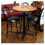 High Top Bistro Table 42.5"H x 30"W With Tall Metal Bistro Chairs Qty. 3