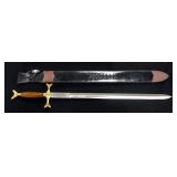 Hand And A Half Fantasy Sword 24.5" Blade With Leather Sheath