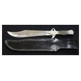 Chipaway Cutlery Native American Engraved Display Knife 11.5" Blade With Leather Sheath