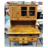 Antique Kitchen Hoosier Style Kitchen Cabinet,With Flour/Sugar Bins, 70"H x 50"W x 26"D, Needs Some 