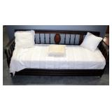 Antique Daybed, With Pillows and Bedding, 35"H X 82"W x 29"D,