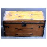 Antique Curved Top Wood Chest, 14"H x 28"W x 14"D