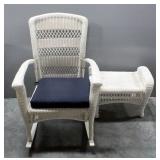 Wicker Look Rocker And Footstool