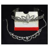 Mid-Century Rhinestone Necklace And Tiara