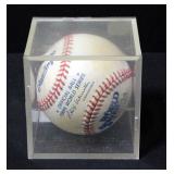 George Brett Autographed 1985 World Series Baseball In Case George Brett Autographed 1985 World Series Baseball In Case
