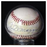 Joe DiMaggio Authentic Autographed Baseball With COA On Stand