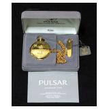 Pulsar Quartz Mickey Mouse Pocket Watch With Chain In Case, Unused