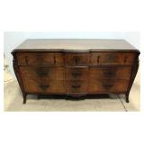 Joerns Brothers Elaborate Bedroom Dresser, 6 Large Drawers, 3 Smaller Drawers, Glass Top Shaped To M