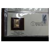 Golden Replicas Of United States Stamps Proof Replicas On A Gleaming Surface Of 22K Gold Qty 45 And Golden Replicas Of United States Stamps Proof Replicas On A Gleaming Surface Of 22K Gold Qty 45 And