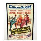 1958 How To Marry A Millionaire Movie Poster Print, Marilyn Monroe Betty Grable Lauren Bacall Framed