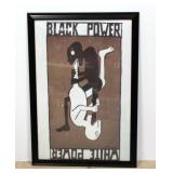 Black Power / White Power Propaganda Poster c. 1970s Framed 27"W x 39"H