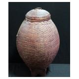 Woven Basket With Lid And Wood Base 25"H x 15" Dia. Woven Basket With Lid And Wood Base 25"H x 15" Dia.