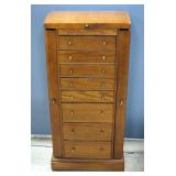 Large Freestanding Jewelry Case With Flip-top Mirror, 8 Cloth-Lined Drawers And 2 Side Compartments Large Freestanding Jewelry Case With Flip-top Mirror, 8 Cloth-Lined Drawers And 2 Side Compartments