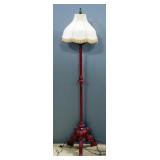 Floor Lamp With Fringed Cloth Covered Lampshade 64"H, Powers On