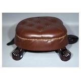 Elegant Ottoman Footstool Walnut Finish Turtle Design 21"W x 9.5"H x 28"D