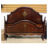 Headboard And Footboard For Double/Full Mattress, Floral Emblem, 56.6"W x 47.75"H (Headboard) 31"H ( Headboard And Footboard For Double/Full Mattress, Floral Emblem, 56.6"W x 47.75"H (Headboard) 31"H (