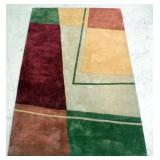 Geometric Design Area Rug, Green, Yellow, Cream, Burgundy Colors 60"W x 90"L