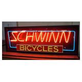 Electric Neon Lighted Schwinn Bicycles Retail Sign, 16"H X 44"L X 3"W
