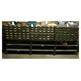 Metal Index Card Bins 18 Drawers In Each, Qty 6, 11" x 34" x 18", Includes Stands