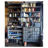 Metal Parts Bin Cabinet With 49 Drawers, Hardware, Oil Cans, Grease, Diesel Supplement And More Incl
