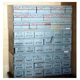 Metal Parts Bin Cabinets, Qty 3, 13.5" x 34" x 17", Contents Include Hardware
