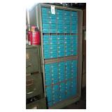 Rolling 2 Door Parts Cabinet With 100 Small Parts/Hardware Drawers, Contents Included, 74" x 33" x 1