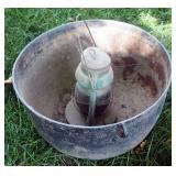 20" Cast Iron Kettle And Vintage Oil Lantern