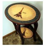 Eiffel Tower Wood Occasional Table, 28" x 14" x 10" With Pedestal Lamp