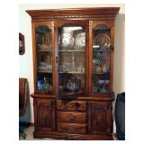 Solid Wood, Lighted China Cabinet With 3 Drawers One With Silverware Insert, 2 Cabinets, 78" x 50" x