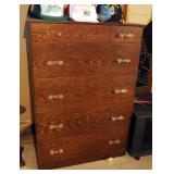 Solid Wood 5 Drawer Chest Of Drawers With Glass Handles, 48" x 34" x 18"