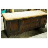 Antique Hutch Base Converted To Entry Hall Bench, 24" x 60" x 21"
