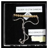 Silver .50 CTW Yellow Diamond Bolo Bracelet, In Box