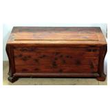 Wood Storage Chest With Hinged Lid, One Side Handle Missing 21.5"H x 44"W x 19.5"D