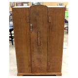 Antique Wood Wardrobe/Armoire With Arched Center Door, Carved Wood Accents, Mirror Inside Door 73"H 