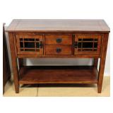 Great Veca Co. Console Table With 2 Drawers, 2 Side Storage Areas With Glass Doors And Lower Shelf 3