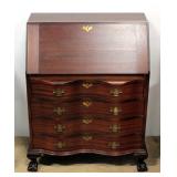 Maddox Colonial Reproductions Secretary Desk with Serpentine Front, 4 Drawers With Dovetail Construc