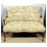 Upholstered Settee With Floral Print, 34"H x 47"W x 23"D