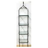 Trellis Styled Metal Shelving Unit With 4 Glass Shelves, 98"H x 19"W x 19"D