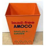 1970s Amoco Lead Free Gas "Fresh As A Daisy" Metal Gas Station Trash Bin 24.75"H x 20"W x 20"D