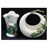 Hull Pottery Tokay Pattern Moon Vase 10.5"H And Hull Pottery Regal Pattern Vase 9"H