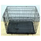 Wire Dog Kennel With Plastic Slide Out Tray On Bottom, Side And End Doors With Double Latches, 21"H 