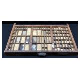 Antique Wood Printers Tray With Brass Pull 26.5"W x 18.25"D