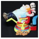 Cardinal Pottery Ceramic Barber Teapot, 7.25"H, Clients Head Lifts Off To Fill Pot, Spout Is Between