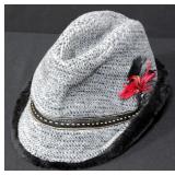 Two J Hats Straw Hats, Size Medium And One Size Fits All And Vintage Cloth Hat With Faux Fur And Fea