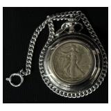Colibri Pocket Watch Half-Dollar Design With 1940 Liberty Half Dollars On Front And Interior, Runs, 