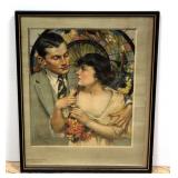 1917 Jergens Promotional Art Of "A Skin You Love To Touch" By Neysa McMein, Framed Under Glass 16"W 