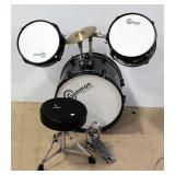 Gammon Percussion Junior Kit Drum Set, Includes 16" Bass Drum, Two Mounted Toms, Crash Cymbal, Drum 