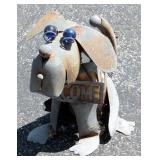 The Original Cooker Charcoal Grill And Metal Scrap Art "Welcome" Dog